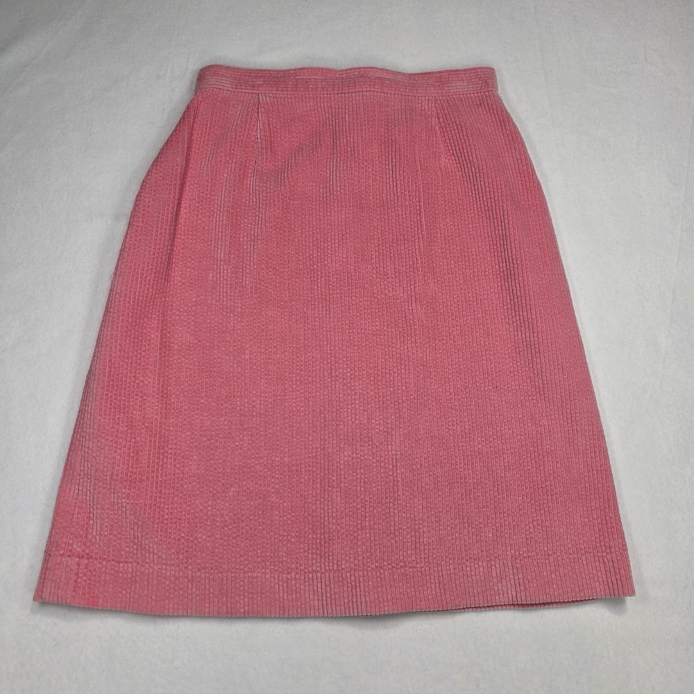 Vintage Perspective Skirt Made In Japan Sz 5 Pink Corduroy Midi A-Line READ!